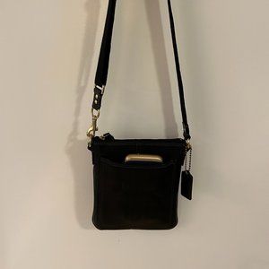 Authentic Black Coach Leather Crossbody Messenger Bag, Vintage